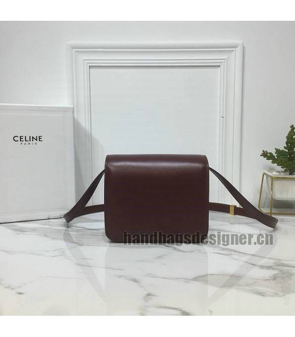 Celine Wine Red Original Plain Veins Leather Small Classic Box Bag-4