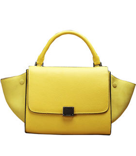 Celine Yellow Litchi Pattern/Suede Leather Mini Stamped Trapeze Bag