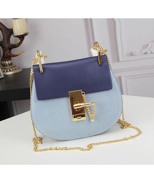 Chloe 19cm Blue Leather Golden Chain Small Shoulder Bag