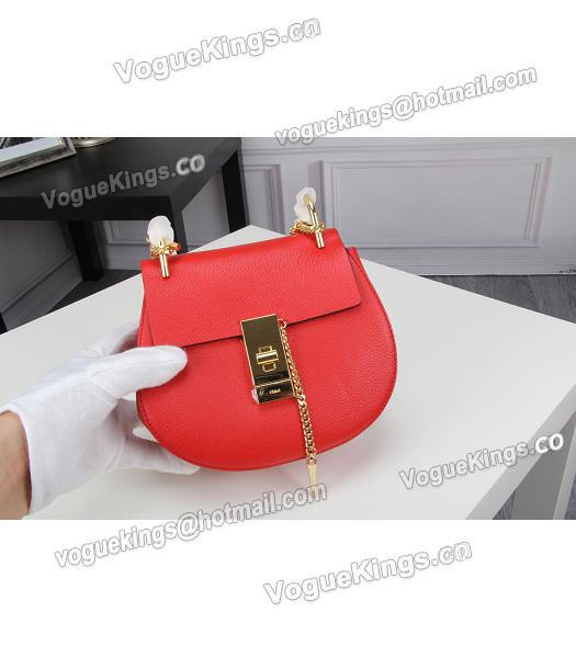 Chloe 19cm Red Leather Golden Chain Mini Shoulder Bag-2