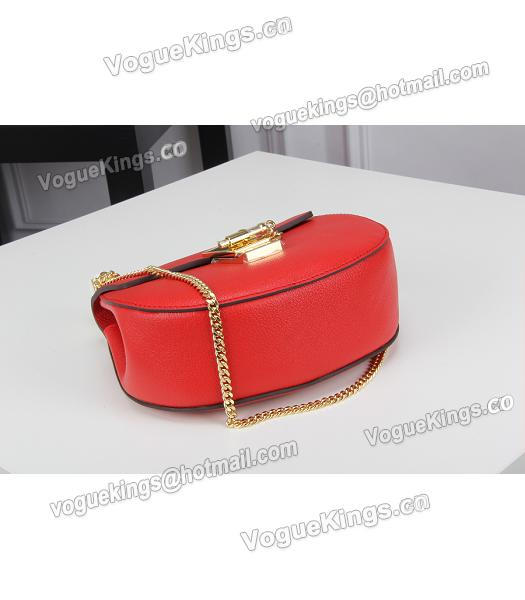 Chloe 19cm Red Leather Golden Chain Mini Shoulder Bag-6