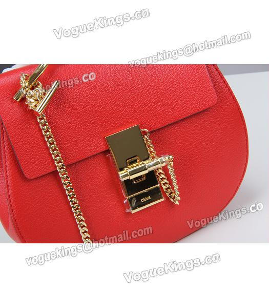 Chloe 19cm Red Leather Golden Chain Mini Shoulder Bag-7