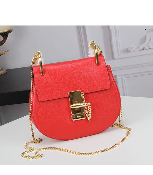 Chloe 19cm Red Leather Golden Chain Mini Shoulder Bag