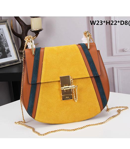 Chloe 23cm Yellow&Brown Suede Leather Golden Chains Shoulder Bag