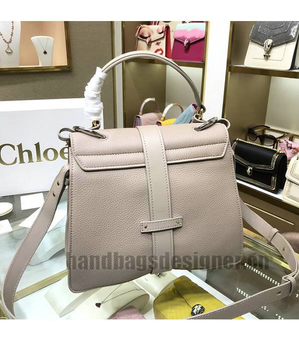 Chloe Aby Day Grey Original Litchi Veins Calfskin Leather Small Tote Shoulder Bag-5