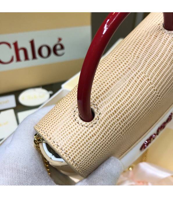 Chloe Aby Lock Pink Original Lizard Veins Leather Shoulder Bag-3