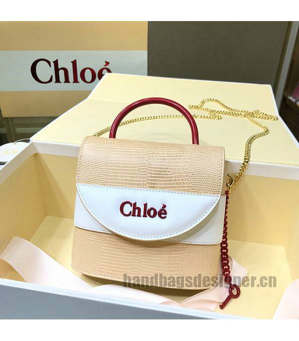 Chloe Aby Lock Pink Original Lizard Veins Leather Shoulder Bag-4
