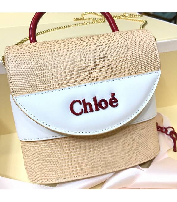 Chloe Aby Lock Pink Original Lizard Veins Leather Shoulder Bag-6