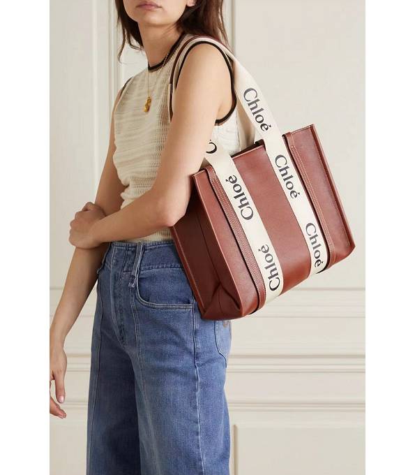 Chloe Brown Original Leather Medium Woody Tote Bag