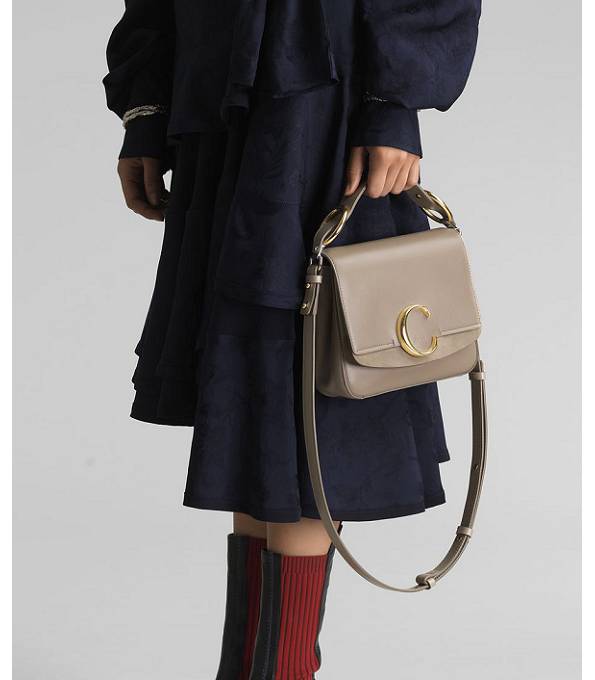 Chloe C Light Grey Original Plain Veins Leather Mini Handbag
