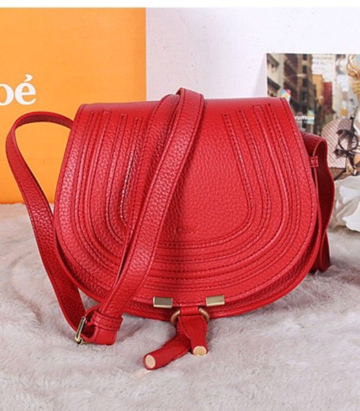 Chloe Classic Shoulder Bag 20cm Red Leather Golden Chain