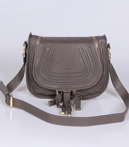 Chloe Classic Shoulder Bag 28cm Dark Grey Leather