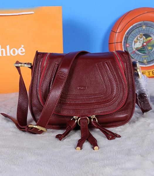 Chloe Classic Shoulder Bag 28cm Wine Red Leather