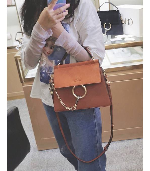 Chloe Faye Brown Original Scrub With Calfskin Leather 26cm Shoulder Bag