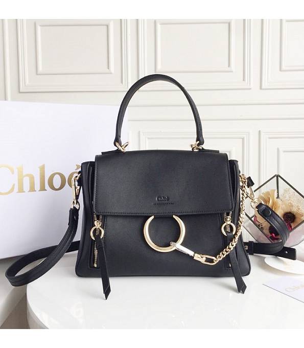 Chloe Faye Day Black Original Calfskin Leather Double Carry Small Shoulder Bag