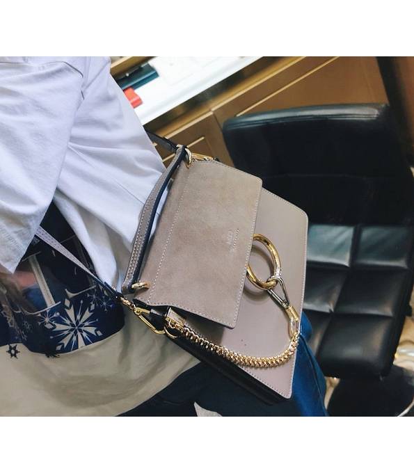 Chloe Faye Grey Original Scrub With Calfskin Leather 26cm Shoulder Bag