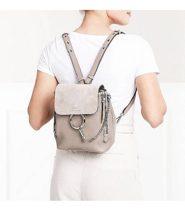 Chloe Faye Grey Original Scrub With Calfskin Leather Mini Backpack