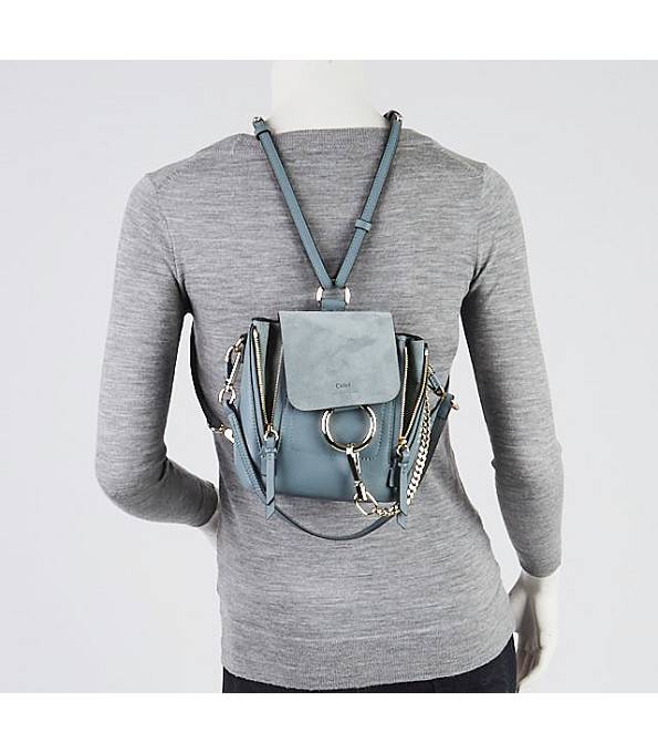 Chloe Faye Light Blue Original Scrub With Calfskin Leather Mini Backpack