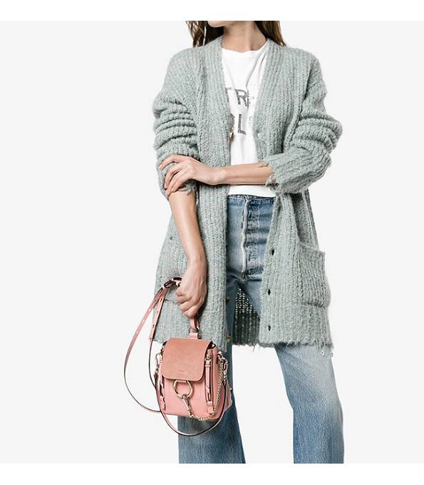 Chloe Faye Pink Original Scrub With Calfskin Leather Mini Backpack