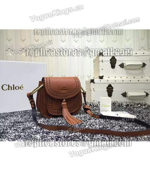 Chloe Fringed Brown Leather Hudson Small Shoulder Bag-2