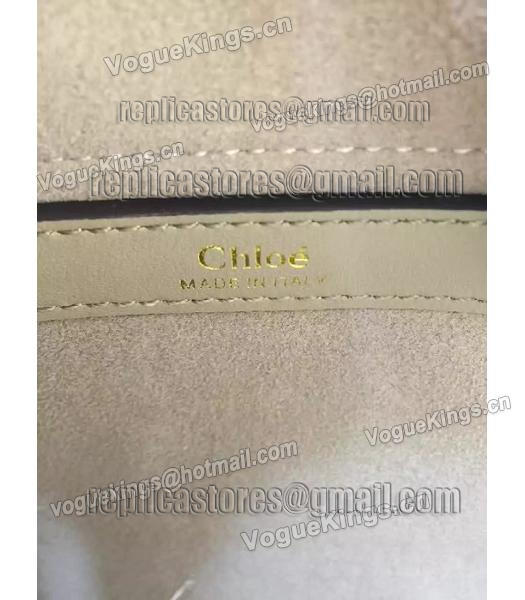 Chloe Fringed Grey Leather Golden Rivets Shoulder Bag-6