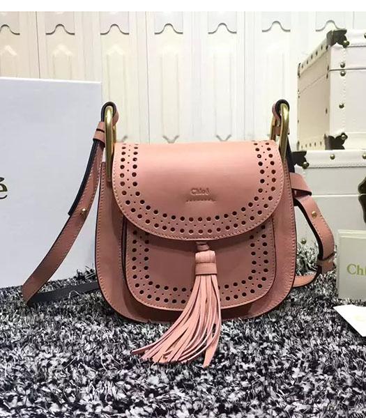 Chloe Fringed Pink Leather Hudson Small Shoulder Bag