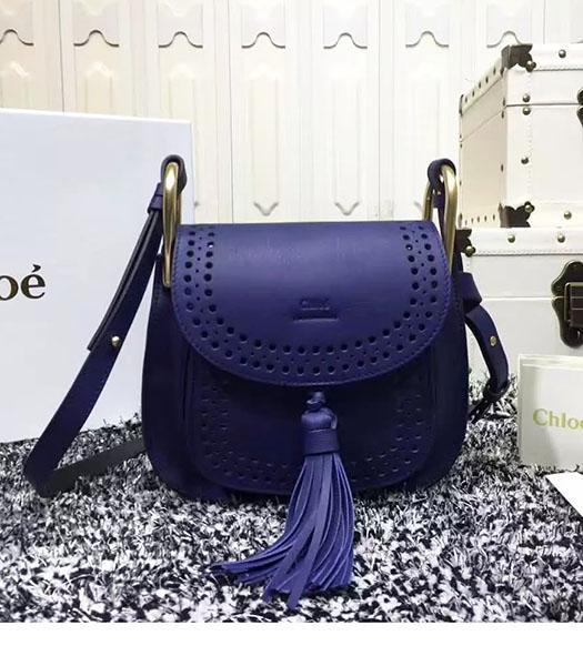 Chloe Fringed Sapphire Blue Leather Hudson Small Shoulder Bag