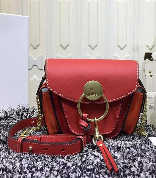 Chloe Jodie Red Leather Small Shoulder Bag Golden Chain