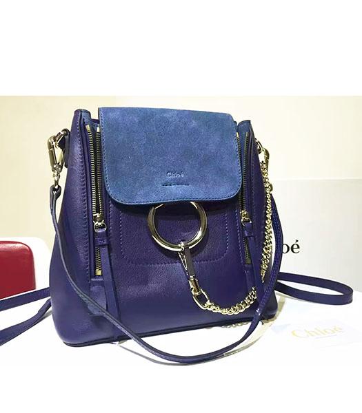 Chloe Latest Sapphire Blue Suede Leather 28cm Backpack