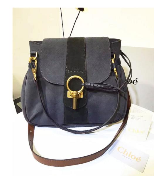 Chloe Lexa Dark Grey Suede Leather Keys Casusal Backpack