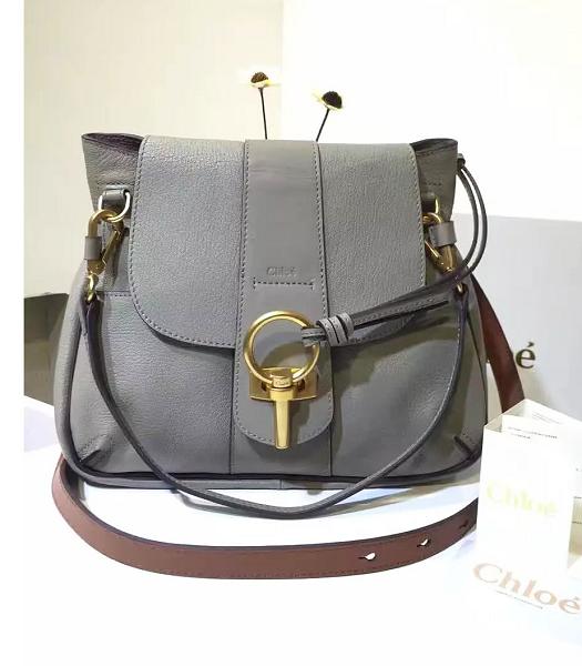 Chloe Lexa Grey Calfskin Leather Keys Casusal Backpack