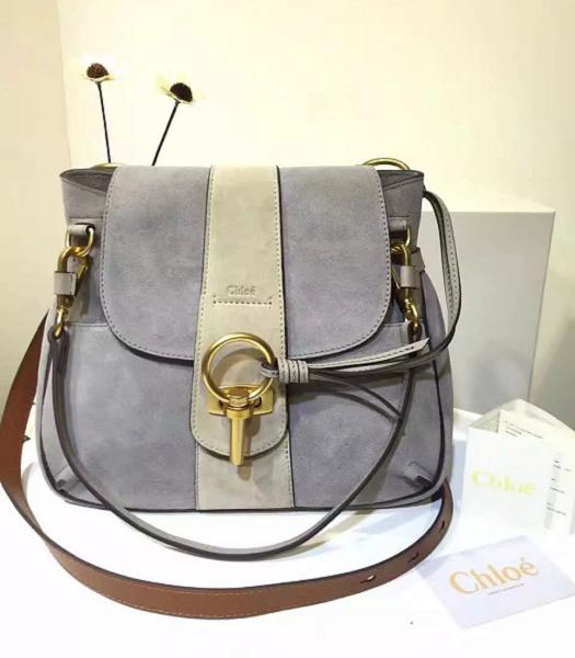 Chloe Lexa Grey Suede Leather Keys Casusal Backpack