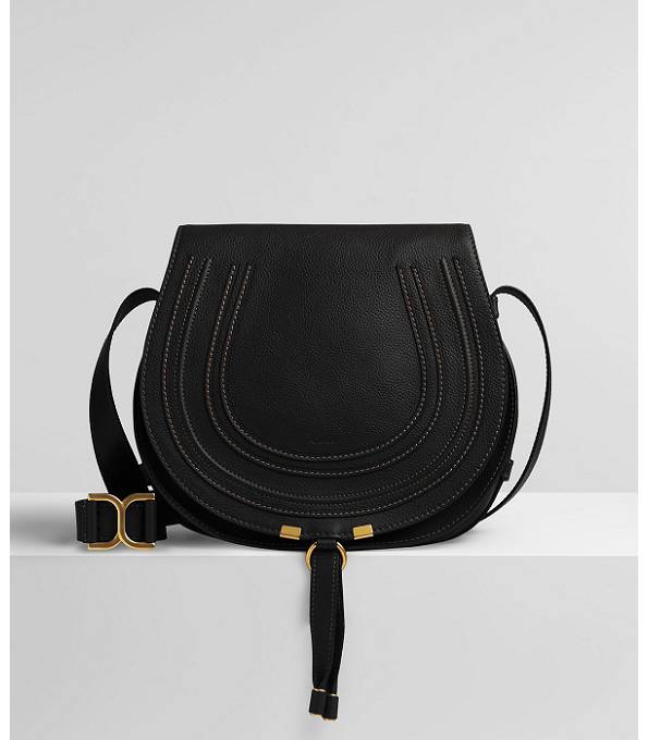Chloe Marcie Black Original Calfskin Leather Shoulder Bag