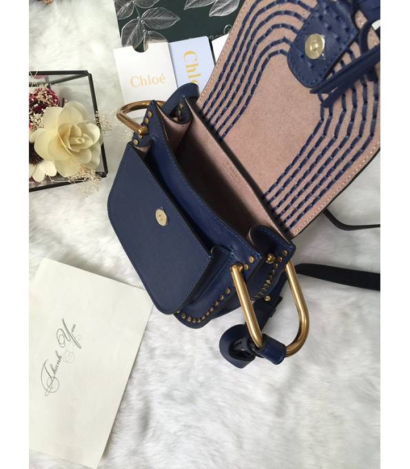 Chloe Marcie Blue Original Calfskin Leather Tassel 23cm Saddle Shoulder Bag-5