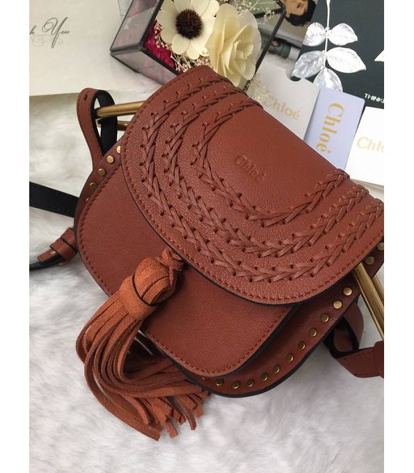 Chloe Marcie Brown Original Calfskin Leather Tassel 19cm Saddle Shoulder Bag-1