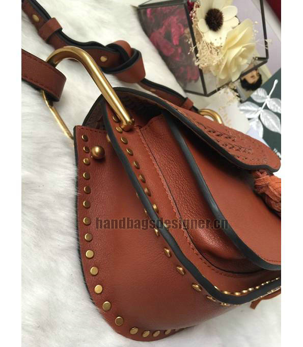Chloe Marcie Brown Original Calfskin Leather Tassel 19cm Saddle Shoulder Bag-3