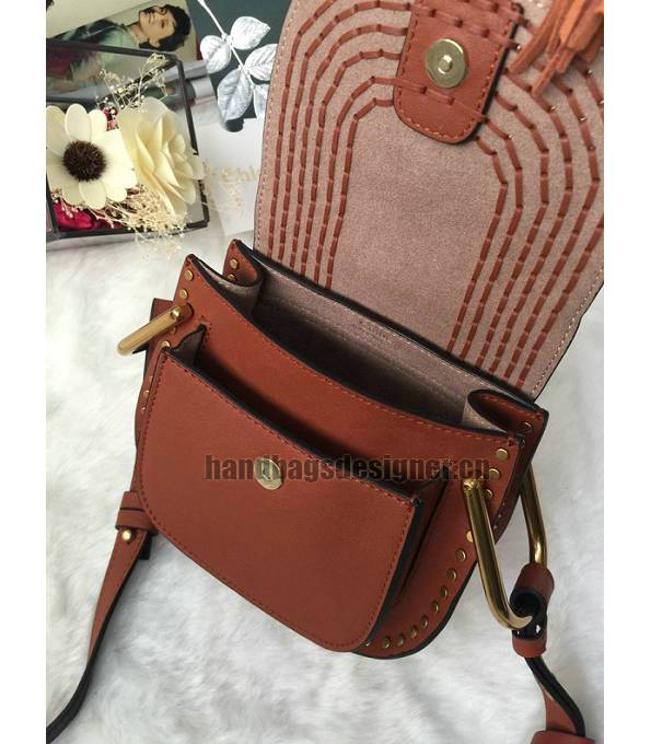 Chloe Marcie Brown Original Calfskin Leather Tassel 19cm Saddle Shoulder Bag-6