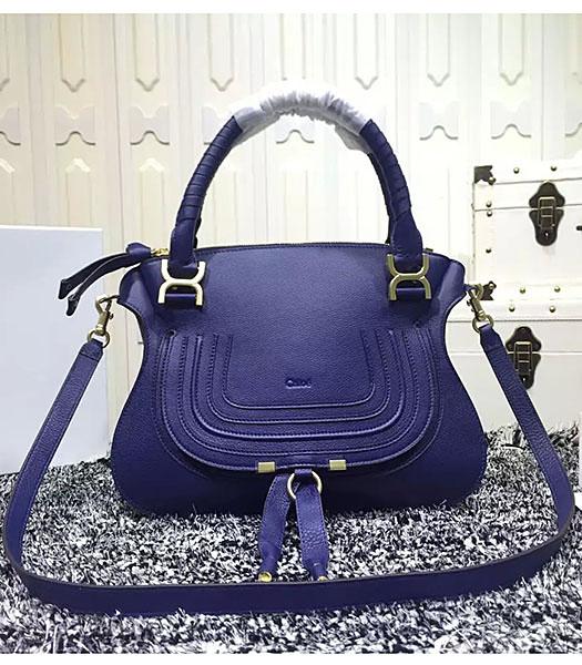 Chloe Marcie Classic Small Tote Bag In Blue Leather