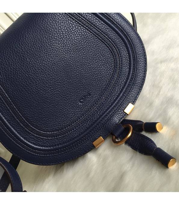 Chloe Marcie Dark Blue Original Litchi Veins Calfskin Leather Shoulder Bag-1