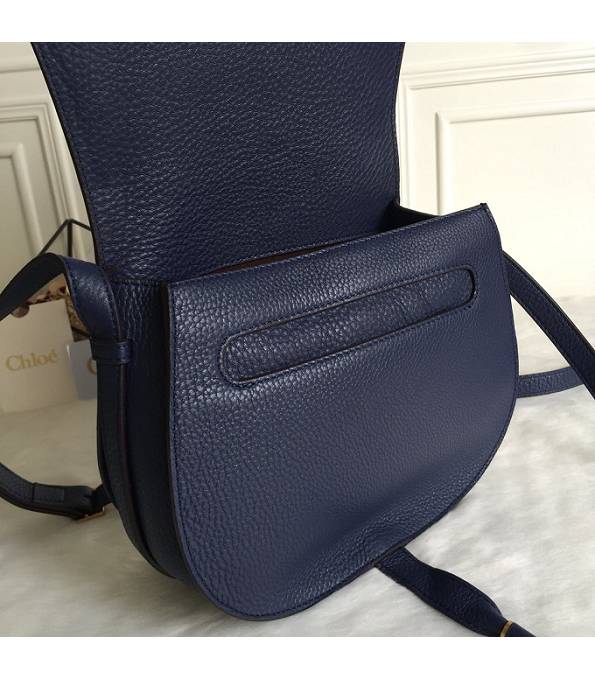 Chloe Marcie Dark Blue Original Litchi Veins Calfskin Leather Shoulder Bag-5
