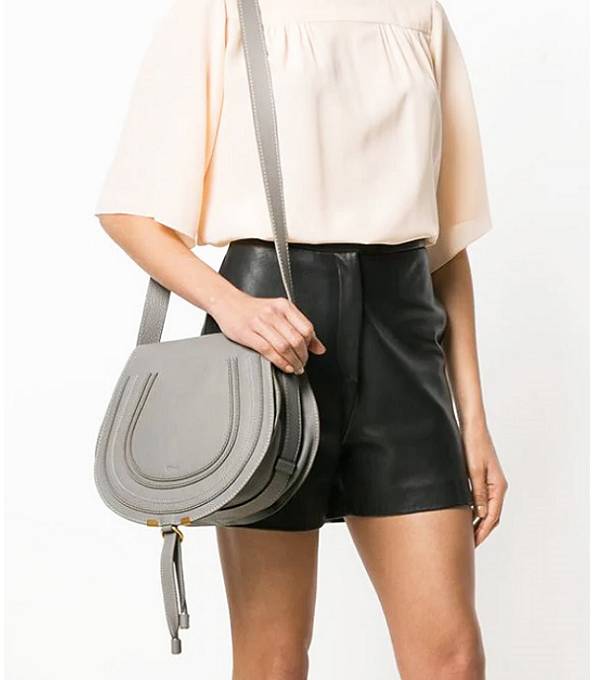 Chloe Marcie Grey Original Calfskin Leather Shoulder Bag
