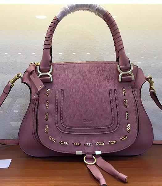Chloe Marcie Pink Leather Large Tote Bag Golden Hardware