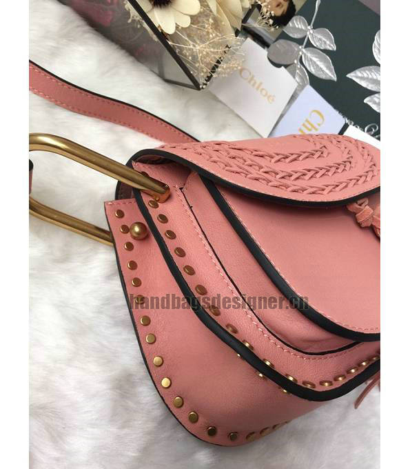 Chloe Marcie Pink Original Calfskin Leather Tassel 19cm Saddle Shoulder Bag-3
