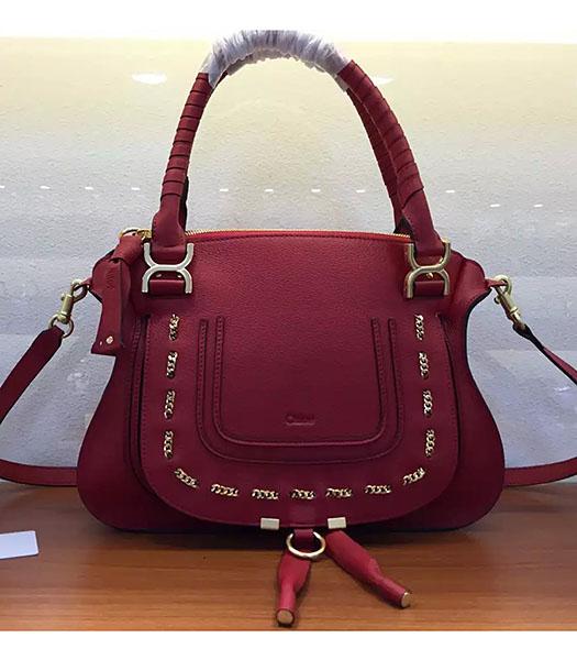 Chloe Marcie Red Leather Large Tote Bag Golden Hardware