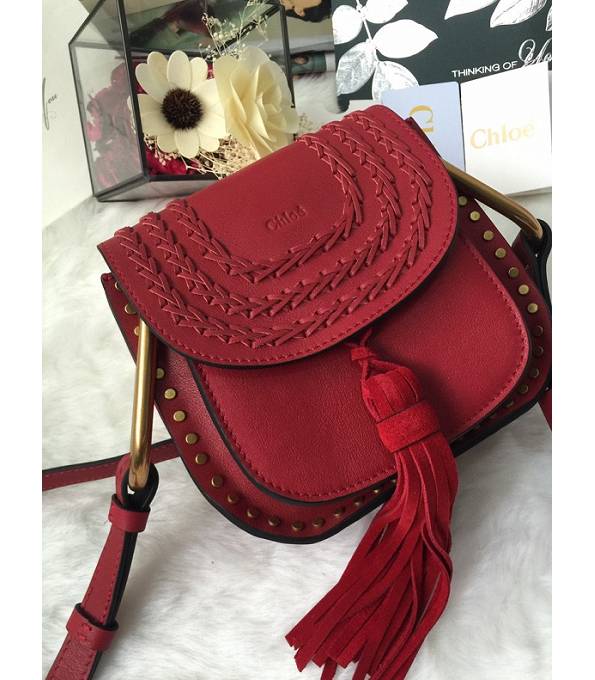 Chloe Marcie Red Original Calfskin Leather Tassel 19cm Saddle Shoulder Bag-1