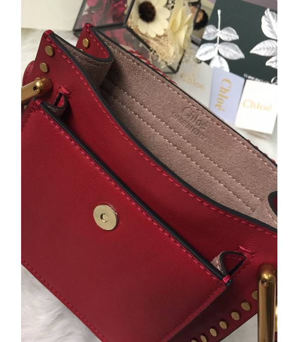 Chloe Marcie Red Original Calfskin Leather Tassel 19cm Saddle Shoulder Bag-7