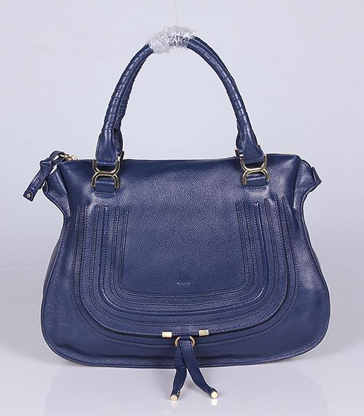 Chloe Marcie Sapphire Blue Leather Large Tote Bag