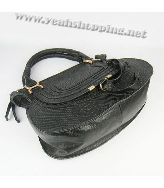 Chloe Marcie Tote Handbag Black Snake Veins-3