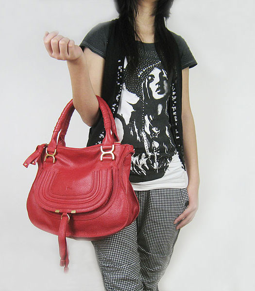 Chloe Marcie Tote Handbag Red Calfskin
