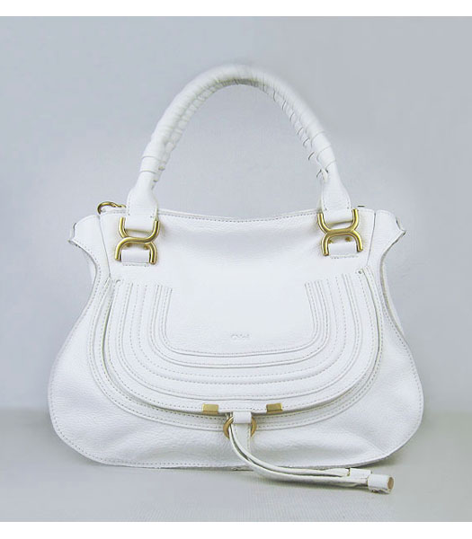 Chloe Marcie Tote Handbag  White Calfskin